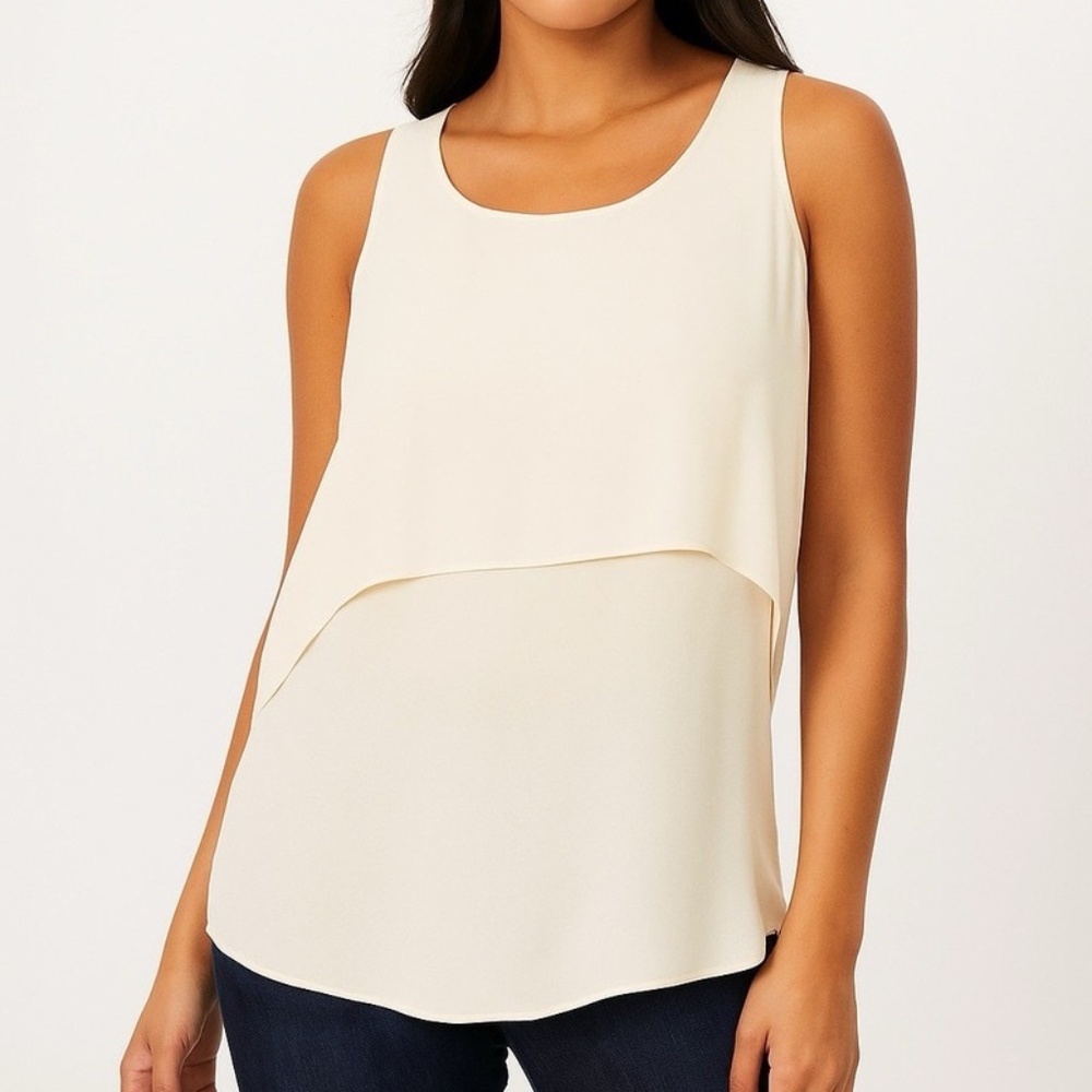 Holt Renfrew | Theory 100% Silk Ivory Layered Tank | Size Small